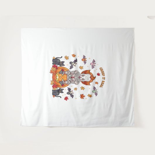 Gnome Niedlich Pumpkin Halloween Wandteppich (Vorderseite (Horizontal))