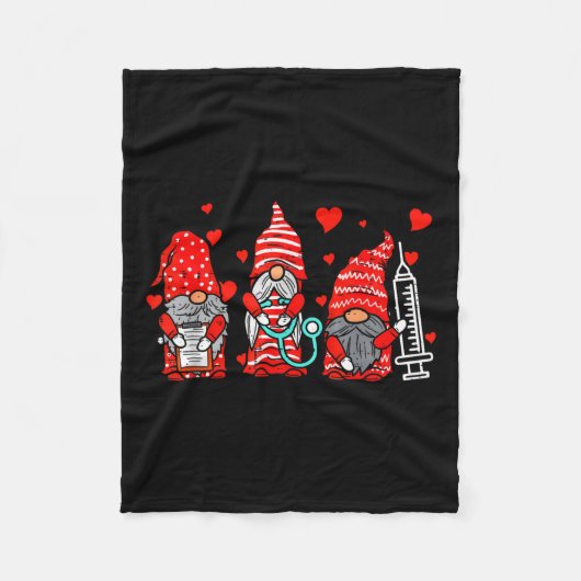 Gnome Nurse Scrub Valentine Rn Icu Er Valentine D Fleecedecke (Vorderseite)