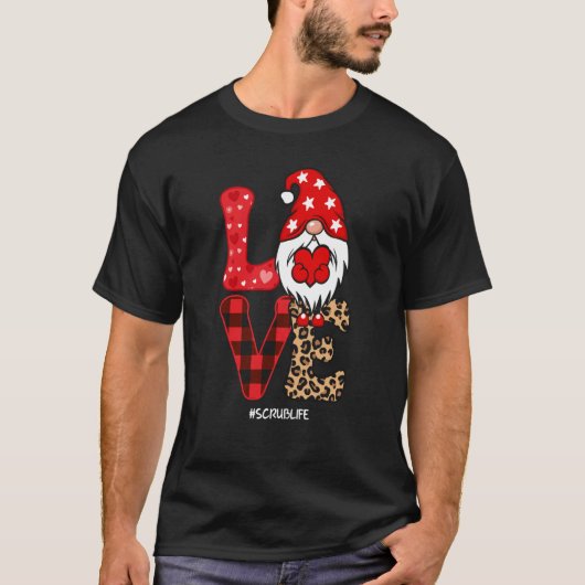 Gnome Nurse Valentinstag Heart Stethoscope Liebe T-Shirt (Vorderseite)