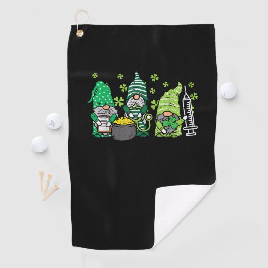 Gnome Nurses Saint Pattys Scrub Nurse St Patricks Golfhandtuch (Insitu)