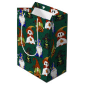 Gnome-o-Ween (Mittel) Geschenktasche Mittlere Geschenktüte (Rückseite Schrägansicht)