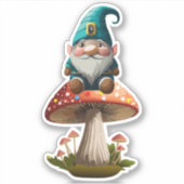 Gnome oben auf der Pilzaufkleber Aufkleber (Vorderseite)