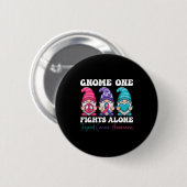 Gnome One Fights Alone - Christmas Thyroid Cancer Button (Vorne & Hinten)