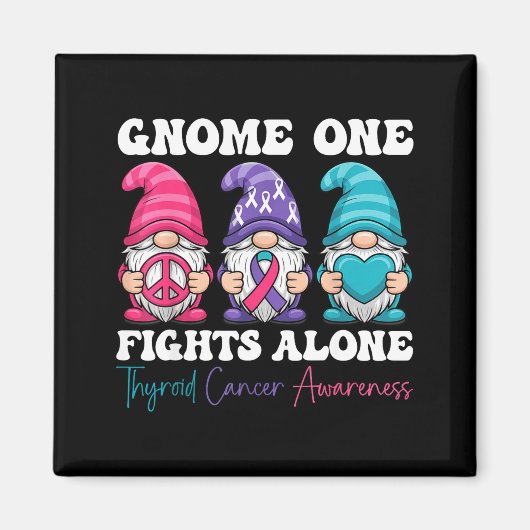 Gnome One Fights Alone - Christmas Thyroid Cancer Magnet (Vorne)