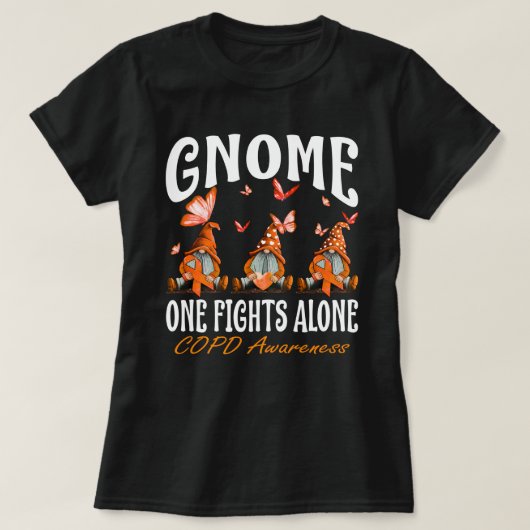 Gnome One Fights Alone COPD Awareness T-Shirt (Design vorne)