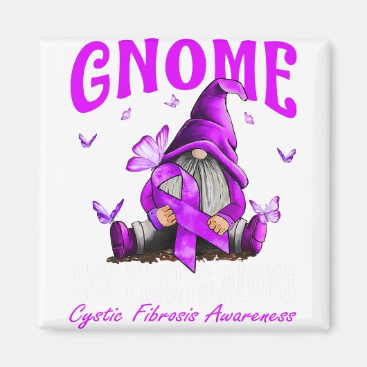 Gnome One Fights Alone Cystic Fibrosis Awareness Magnet (Vorne)