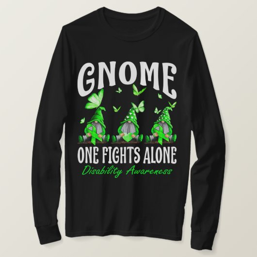 Gnome One Fights Alone Disability Awareness T-Shirt (Design vorne)