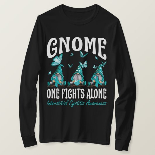 Gnome One Fights Alone Interstitial Cystitis Aware T-Shirt (Design vorne)