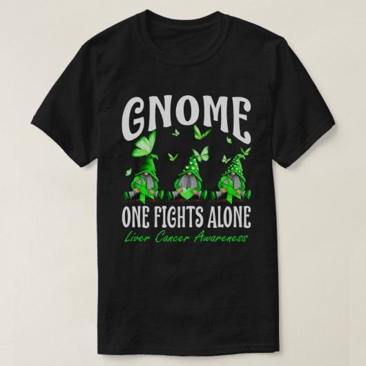Gnome One Fights Alone Liver Cancer Awareness T-Shirt (Design vorne)