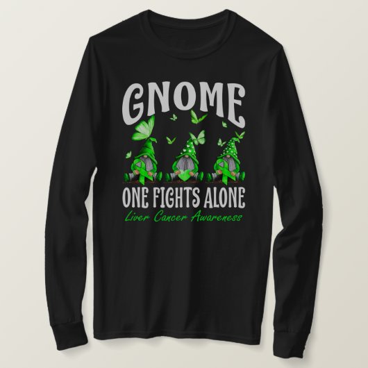 Gnome One Fights Alone Liver Cancer Awareness T-Shirt (Design vorne)