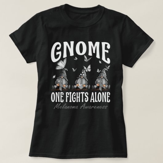 Gnome One Fights Alone Melanoma Awareness T-Shirt (Design vorne)