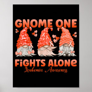 Gnome One Fights Alone Orange  Leukemia Awareness  Poster