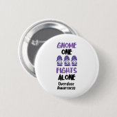 Gnome One Fights Alone Purple Ribbon Overdose Awar Button (Vorne & Hinten)
