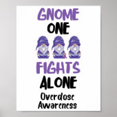 Gnome One Fights Alone Purple Ribbon Overdose Awar Poster (Vorne)