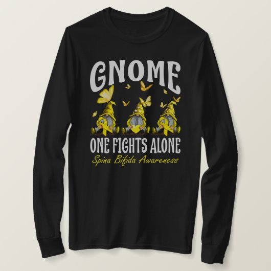 Gnome One Fights Alone Spina Bifida Bewusstsein T-Shirt (Design vorne)