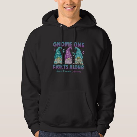 Gnome One Fights Alone Suicide Prevention Awarenes Hoodie (Vorderseite)