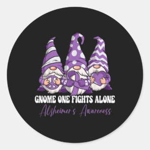 Gnome One kämpft allein Heimers Awareness Montag Runder Aufkleber
