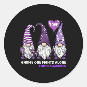 Gnome One kämpft allein Lupus Aufklärung Monat Pur Runder Aufkleber
