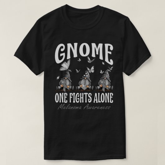 Gnome One kämpft allein Melanom Bewusstsein T-Shirt (Design vorne)