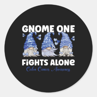 Gnome One kämpft allein mit dunklem blauen Colon K Runder Aufkleber