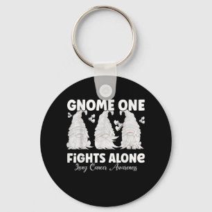 Gnome One kämpft allein mit weißem Lungenkrebs-Bew Schlüsselanhänger