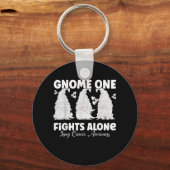 Gnome One kämpft allein mit weißem Lungenkrebs-Bew Schlüsselanhänger (Vorderseite)