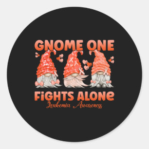 Gnome One kämpft allein Orange Leukämie Bewusstsei Runder Aufkleber