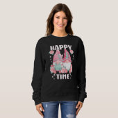Gnome pair with roses pink garden gnomes with rose sweatshirt (Vorne ganz)