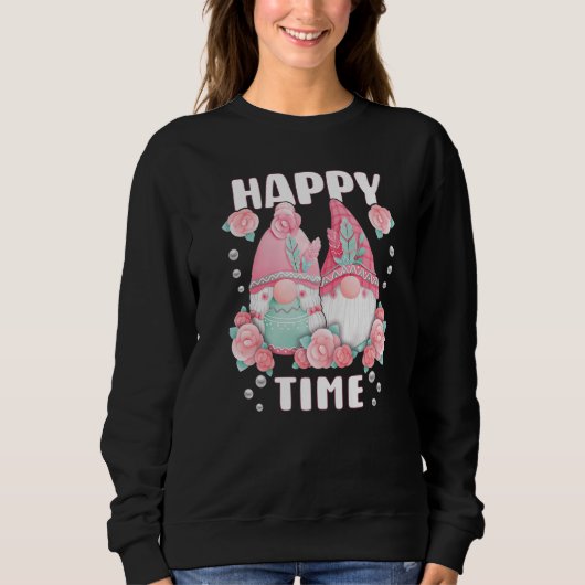 Gnome pair with roses pink garden gnomes with rose sweatshirt (Vorderseite)