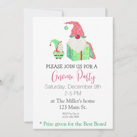 Gnome Party Holiday Einladung (Vorderseite)