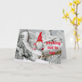 GNOME PEEKING HERAUS, UM IHNEN EINEN *GLÜCKLICHEN* KARTE (Gelbe Blume)