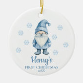 Gnome Personalized Baby's First Christmas Keramik Ornament (Vorne)