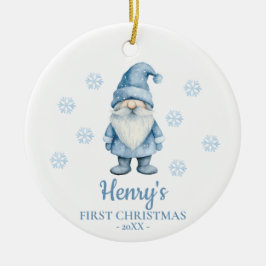Gnome Personalized Baby's First Christmas Keramik Ornament