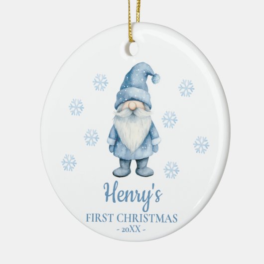 Gnome Personalized Baby's First Christmas Keramik Ornament (Links)
