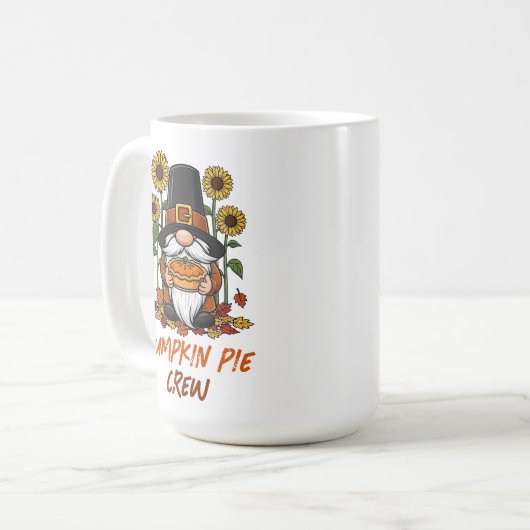 Gnome Pilgrim Pumpkin Pie Crew Erntedank Kaffeetasse (Vorderseite Links)