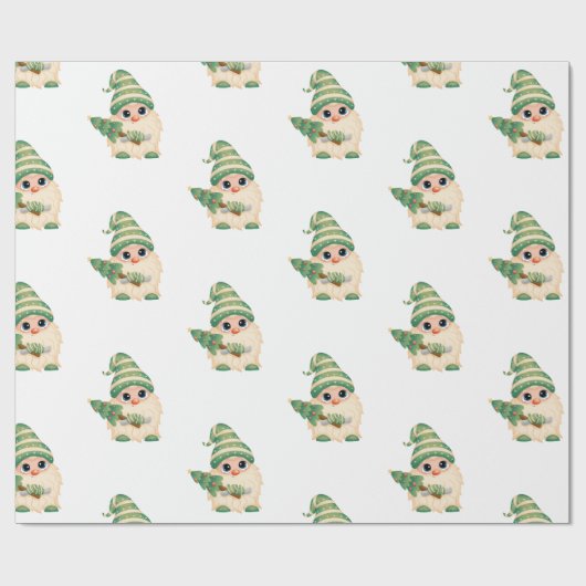 Gnome Pine Tree Frohe Weihnachten Geschenkpapier (Flach)