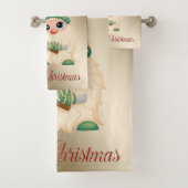 Gnome, Pine Tree, Schneeflocken, Gold Weihnachten Badhandtuch Set (Insitu)
