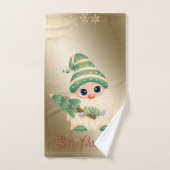 Gnome, Pine Tree, Schneeflocken, Gold Weihnachten Badhandtuch Set (Handtuch)