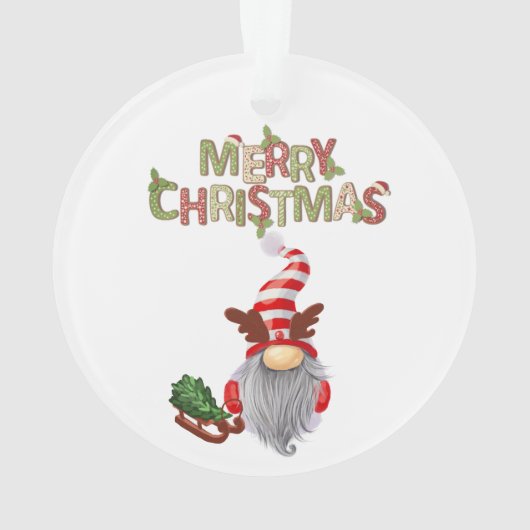 Gnome Pine Tree Sleiy Unser erstes Weihnachtsfest Ornament (Rückseite)