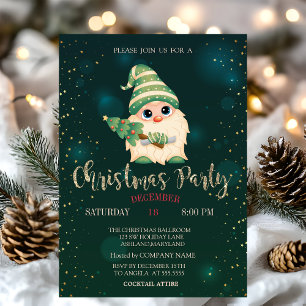Gnome Pine Tree, Stars Christmas Company Party Einladung