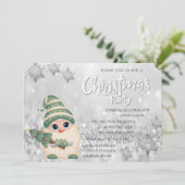 Gnome PineTree Bokeh Corporate Weihnachtsfest Part Einladung (Stehend Vorderseite)