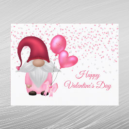 Gnome Pink Balloons Valentine Feiertagspostkarte