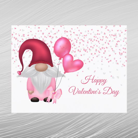Gnome Pink Balloons Valentine Feiertagspostkarte