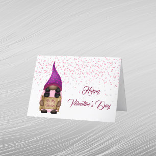 Gnome Pink Lila Valentine Feiertagskarte