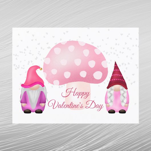 Gnome Pink Mushroom Valentine Feiertagspostkarte