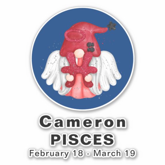 Gnome Pisces Astrologie Sign Angel 8" Vinyl Sticke Aufkleber (Vorderseite)