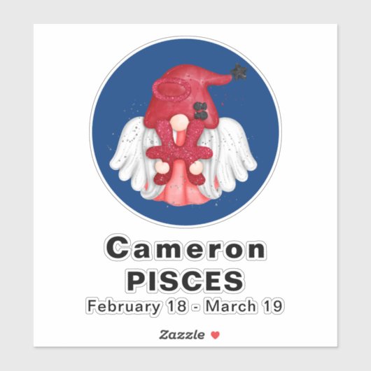 Gnome Pisces Astrologie Sign Angel 8" Vinyl Sticke Aufkleber (Blatt)