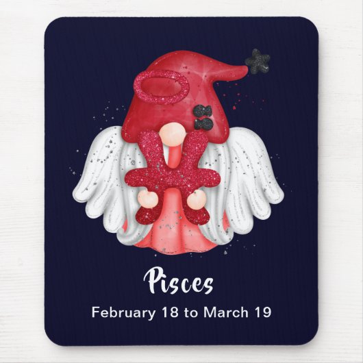 Gnome Pisces Astrologie Signatur Angel Maus Pad Mousepad (Vorne)