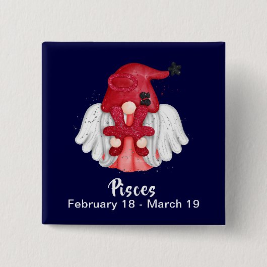 Gnome Pisces Astrologie Signature Angel Pinback Bu Button (Vorderseite)