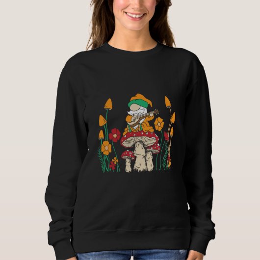 Gnome playing banjo fungi mushrooms sweatshirt (Vorderseite)